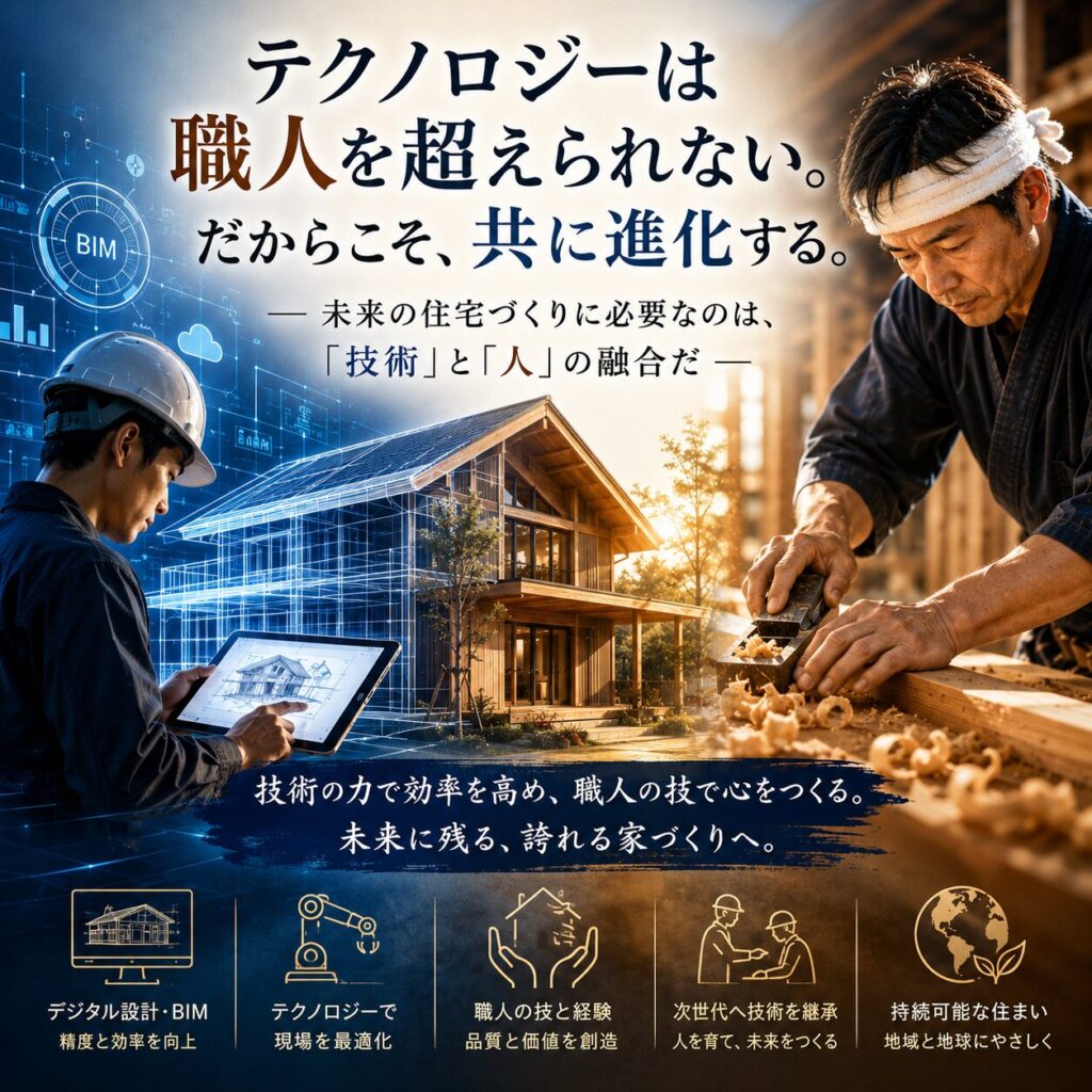 テクノロジーは職人を超えられない。だからこそ、共に進化する。― 未来の住宅づくりに必要なのは、「技術」と「人」の融合だ ―