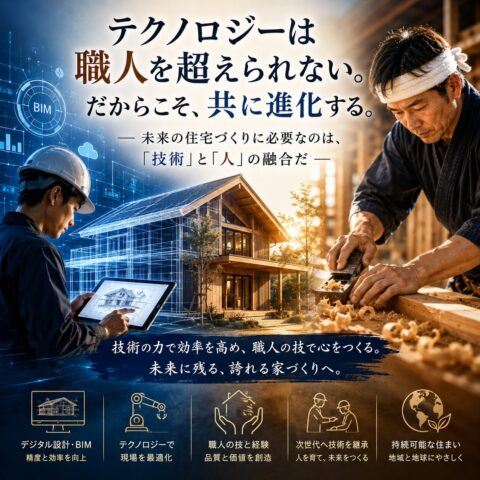 テクノロジーは職人を超えられない。だからこそ、共に進化する。― 未来の住宅づくりに必要なのは、「技術」と「人」の融合だ ―