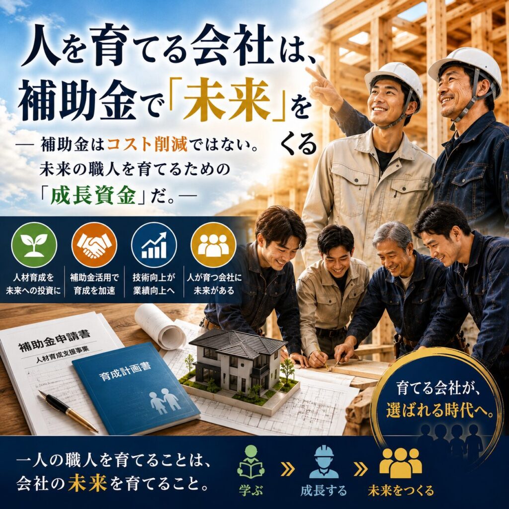 人を育てる会社は、補助金で「未来」をつくる ― 補助金はコスト削減ではない。未来の職人を育てるための「成長資金」だ。―