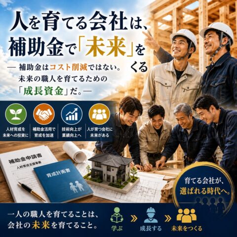人を育てる会社は、補助金で「未来」をつくる ― 補助金はコスト削減ではない。未来の職人を育てるための「成長資金」だ。―